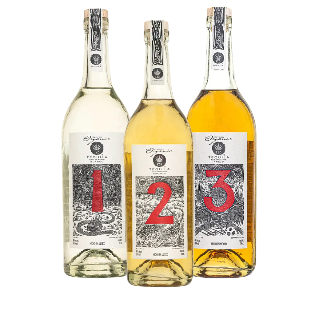 123 Organic Tequila Bundle Collection 750ML premium tequila bottles