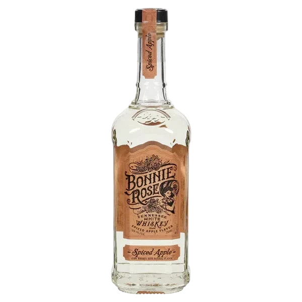 Bonnie Rose Spiced Apple American Whiskey 750ML bottle with warm amber whiskey and apple spice flavor