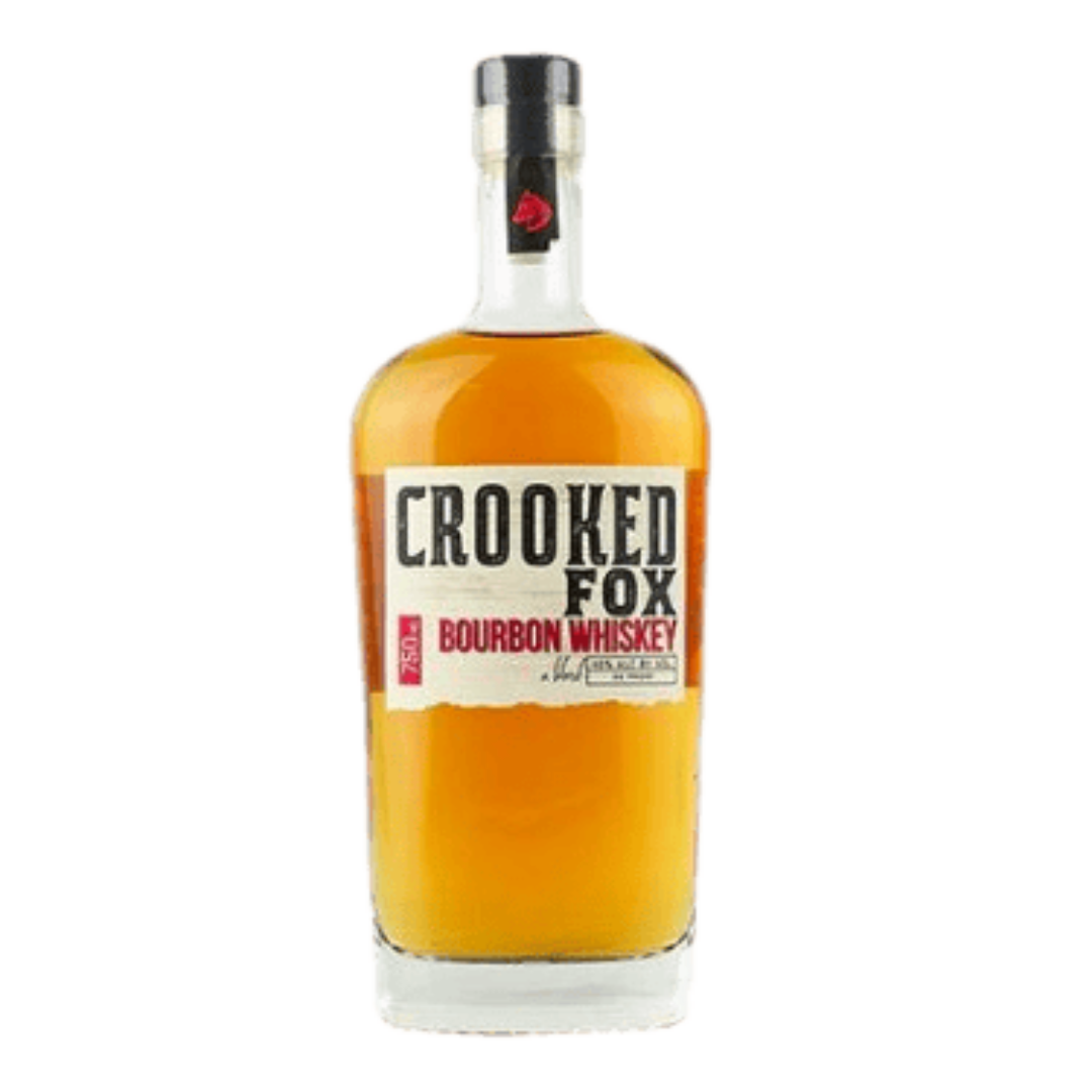 “Crooked Fox Blended Bourbon 750ml bottle with premium whiskey label”