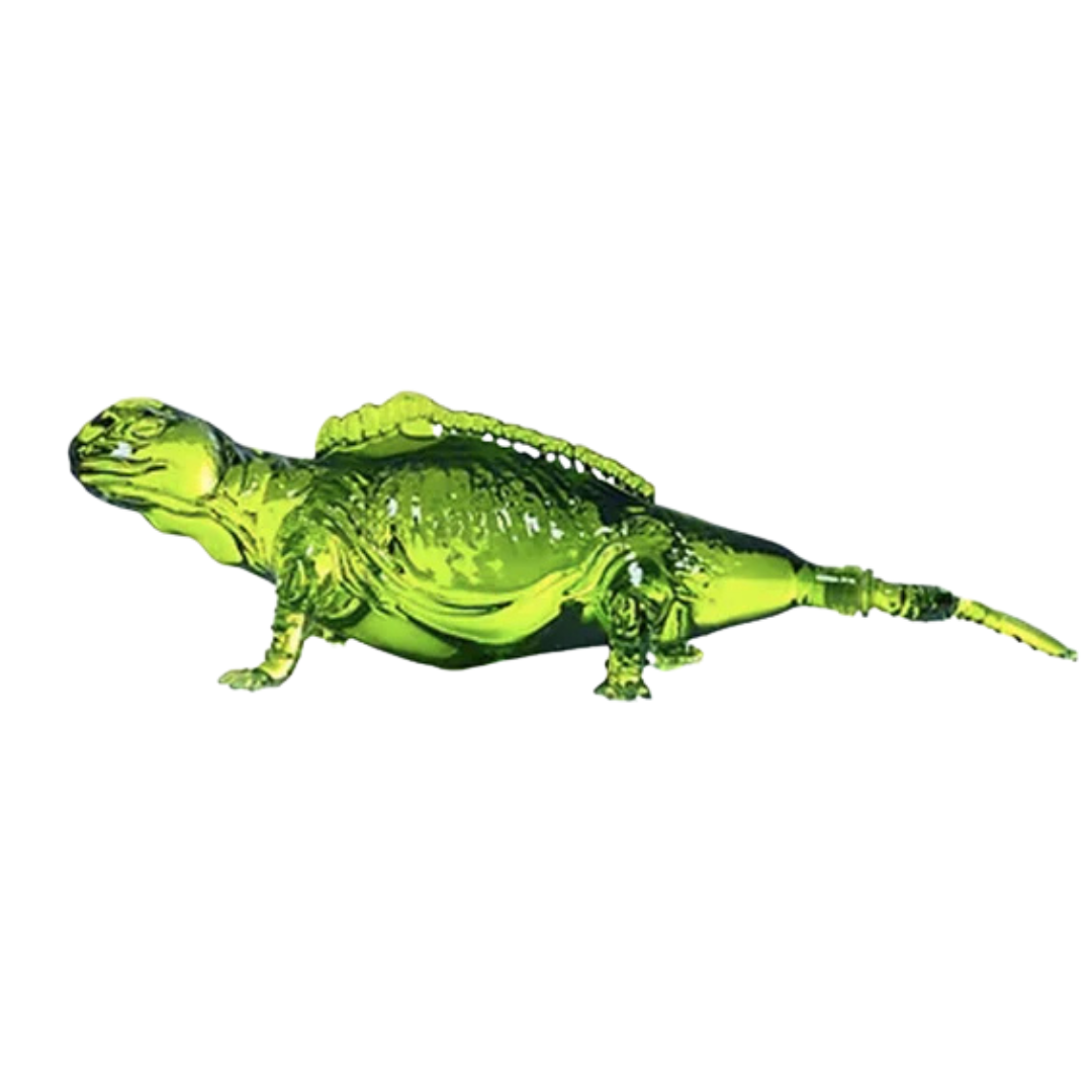 Don Chinto Iguana Tequila Reposado green bottle front view