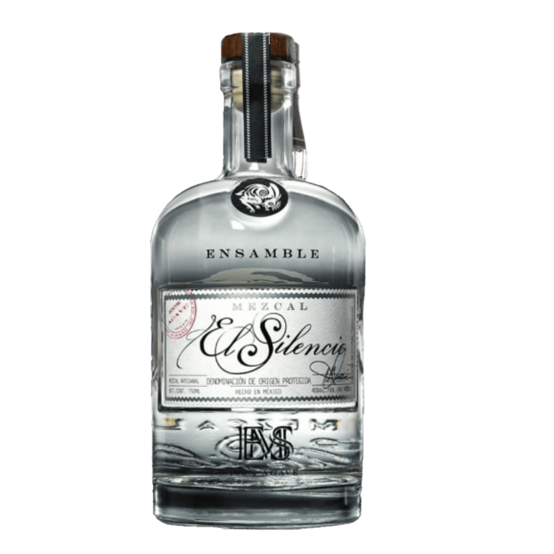 Bottle shot alt text: El Silencio Ensamble Mezcal Joven 750ML premium Oaxacan mezcal bottle