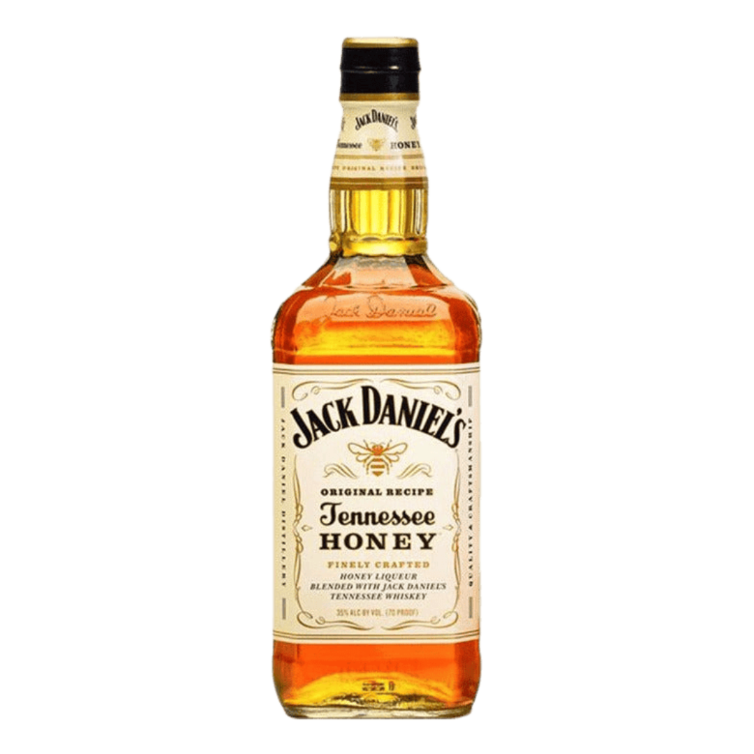 “750ML bottle of Jack Daniel’s Tennessee Honey Whiskey with golden honey label and smooth Tennessee whiskey blend.”