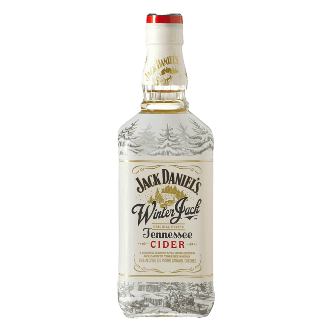 "Jack Daniel's Winter Jack Tennessee Cider 750ML bottle with seasonal apple cider whiskey blend and winter spices."