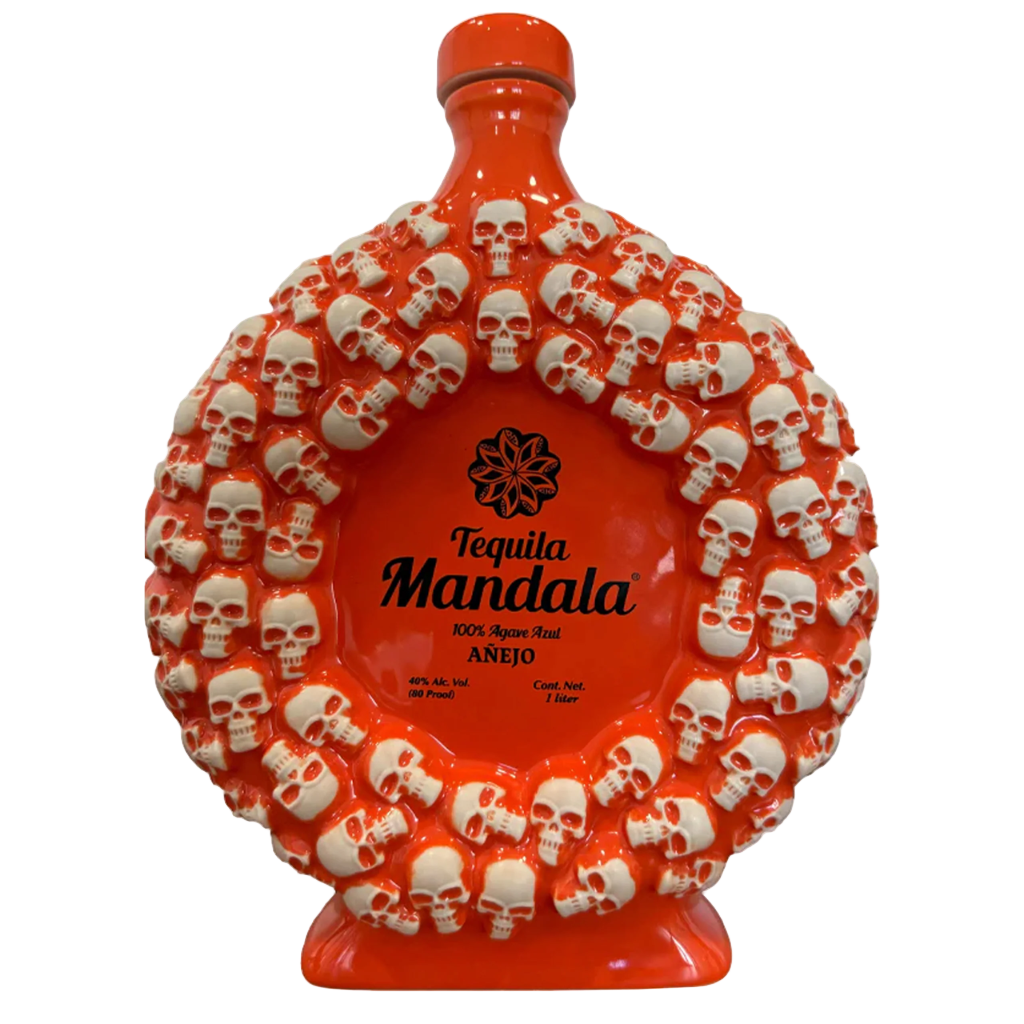 “Mandala Limited Edition Ceramic Día de los Muertos Añejo Tequila 2024 bottle – hand-painted 750ML collectible tequila.”