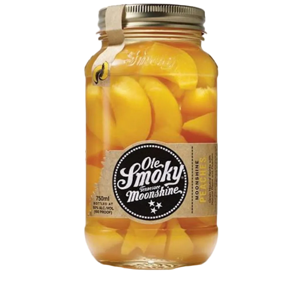 Ole Smoky Moonshine Peaches 750ML bottle with real peach slices soaked in Tennessee moonshine