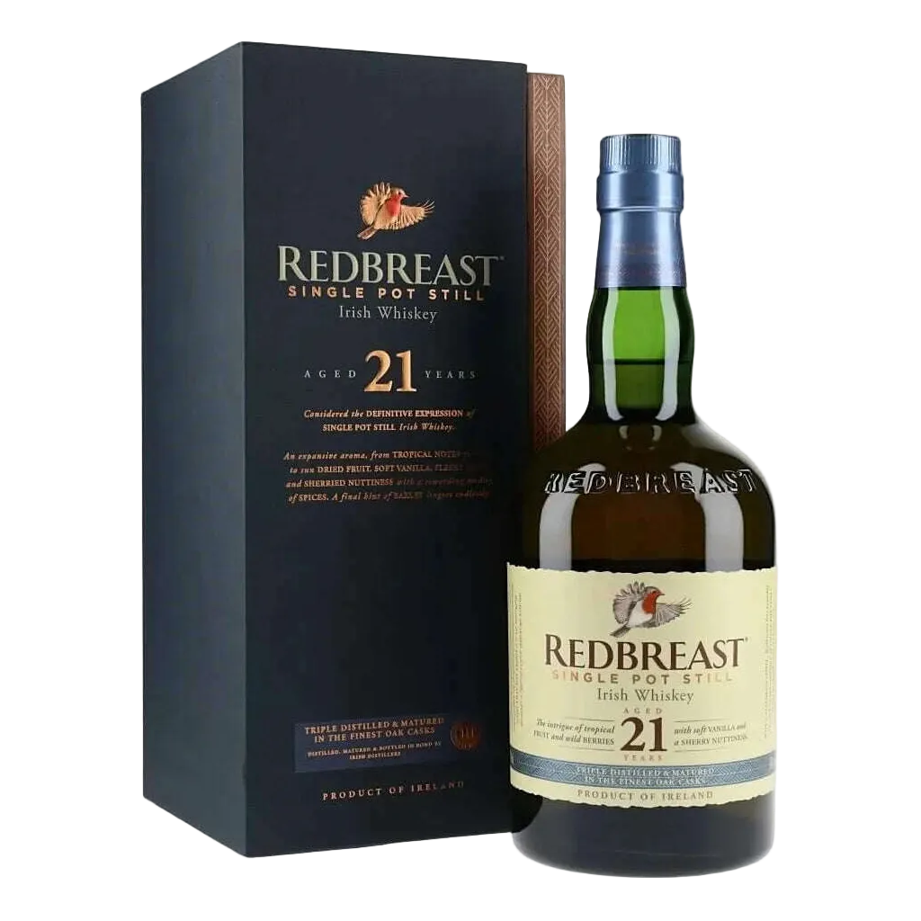 Redbreast 21 Year Old Irish Single Pot Still Whiskey 750ML luxury bottle with premium packaging