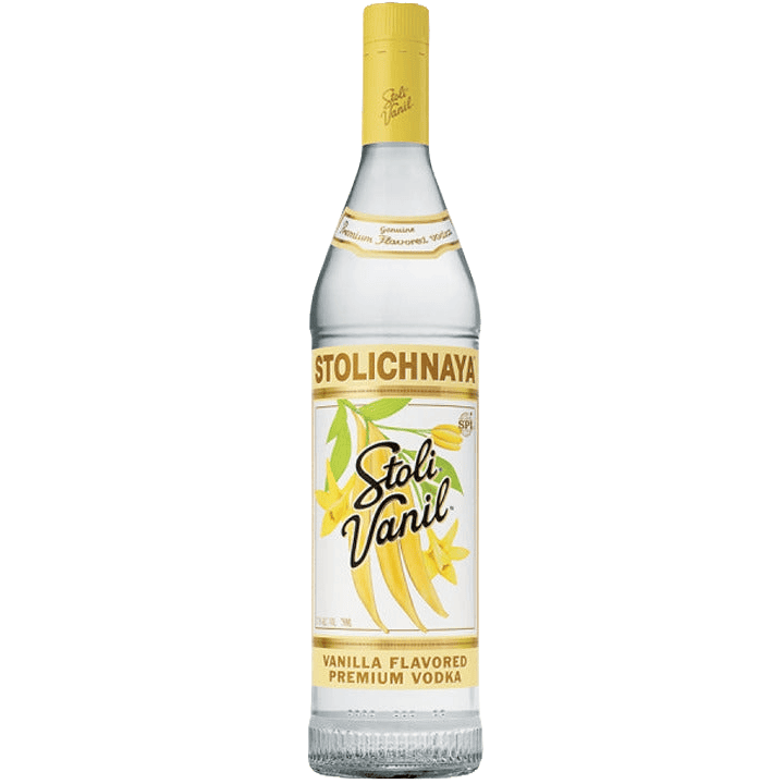 Stolichnaya Vanil Flavored Premium Vodka 75 Proof 750ML bottle with vanilla-infused vodka