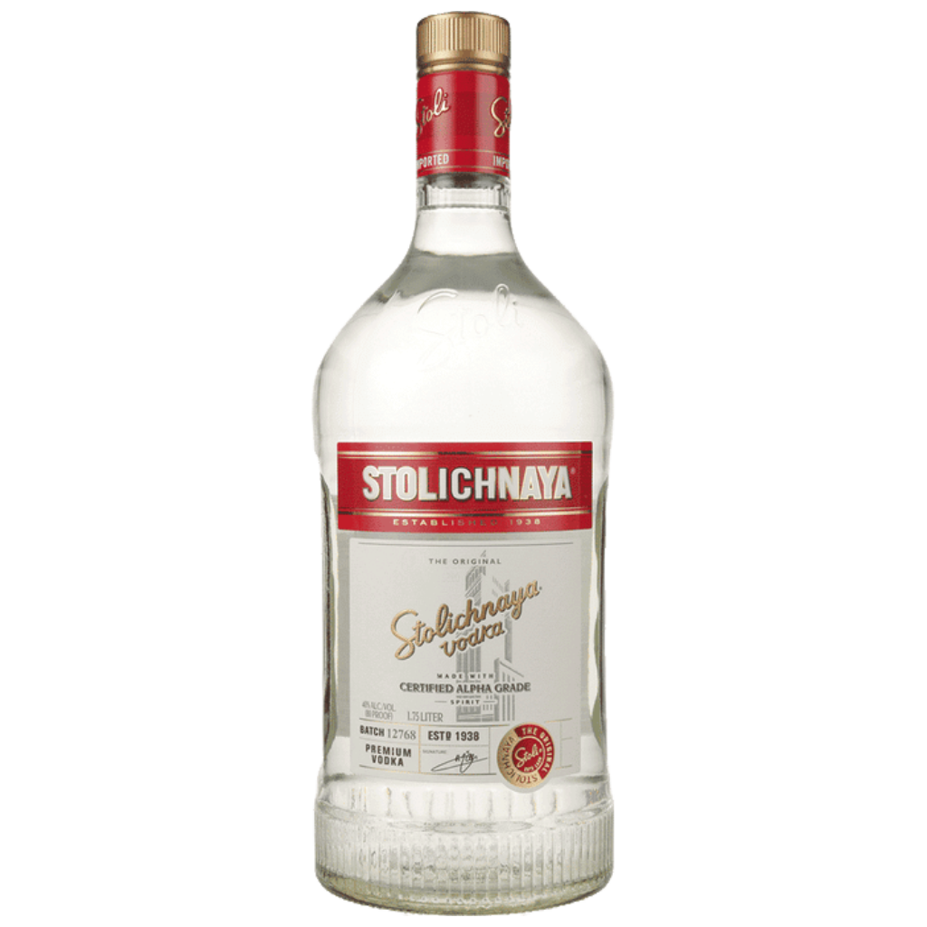 Stolichnaya Vodka 1.75L bottle – premium smooth vodka ideal for cocktails and parties