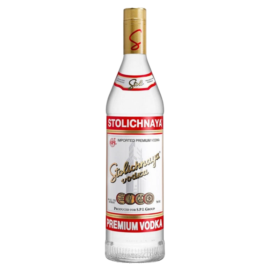 Stolichnaya Vodka Original 750ml premium vodka bottle with classic red and gold label