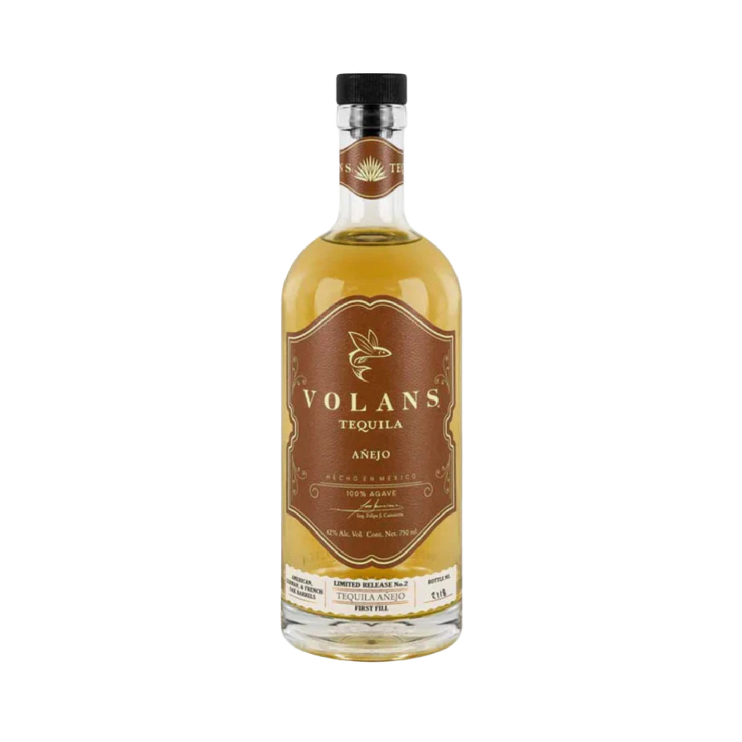 Volans Añejo Tequila bottle made from 100% Blue Weber Agave,