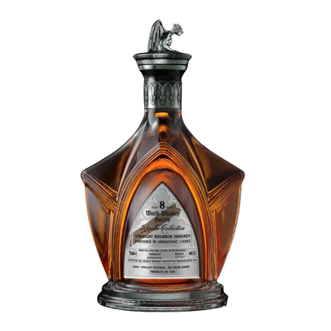 World Whiskey Society 8 Year Bourbon Armagnac Cask Finish bottle with premium packaging