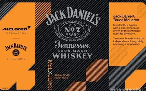 Jack Daniel's Black Label Old No.7 Brand Sour Mash McLaren Racing 2023 Limited Edition Tennessee Whiskey - 1 L