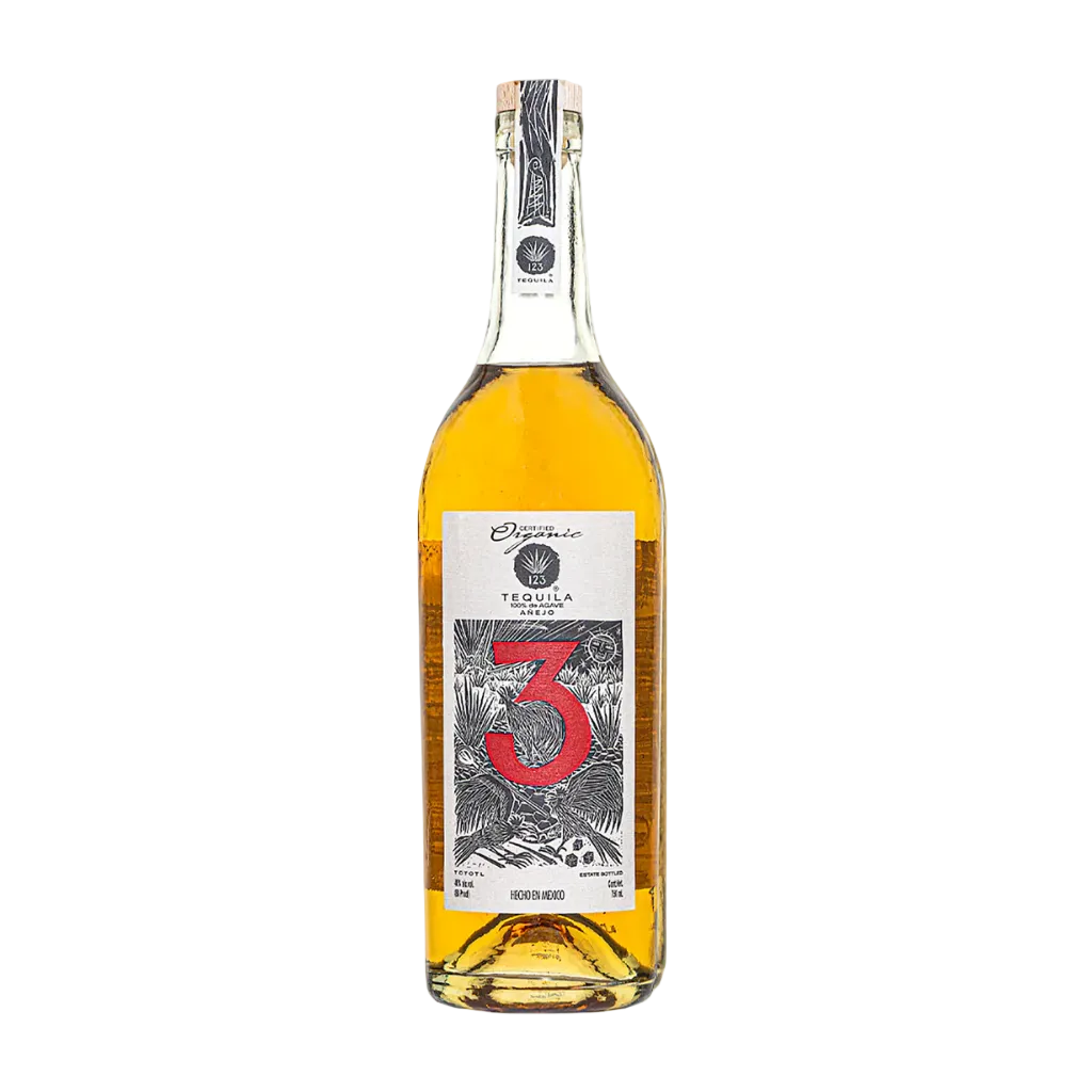 123 Organic Tequila Anejo 750ml bottle front view