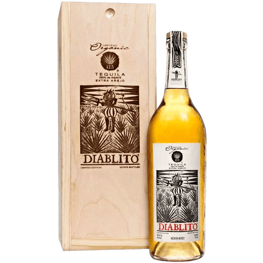 123 Organic Tequila Diablito Extra Añejo premium bottle – organic extra añejo tequila aged 3 years in French oak