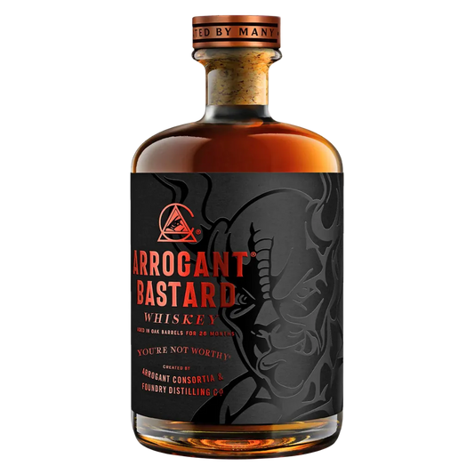 Arrogant Bastard Whiskey You’re Not Worthy 2024 750ml American Malt Whiskey bottle front label limited edition