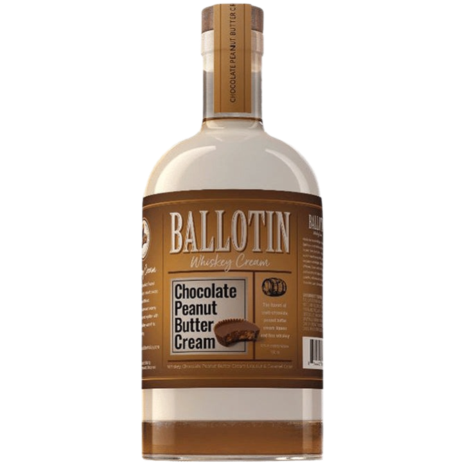 Ballotin Chocolate Peanut Butter Whiskey 750ml bottle with chocolate and peanut butter flavored whiskey label