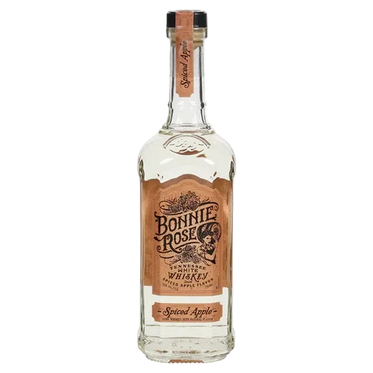 Bonnie Rose Spiced Apple American Whiskey 750ML bottle with warm amber whiskey and apple spice flavor