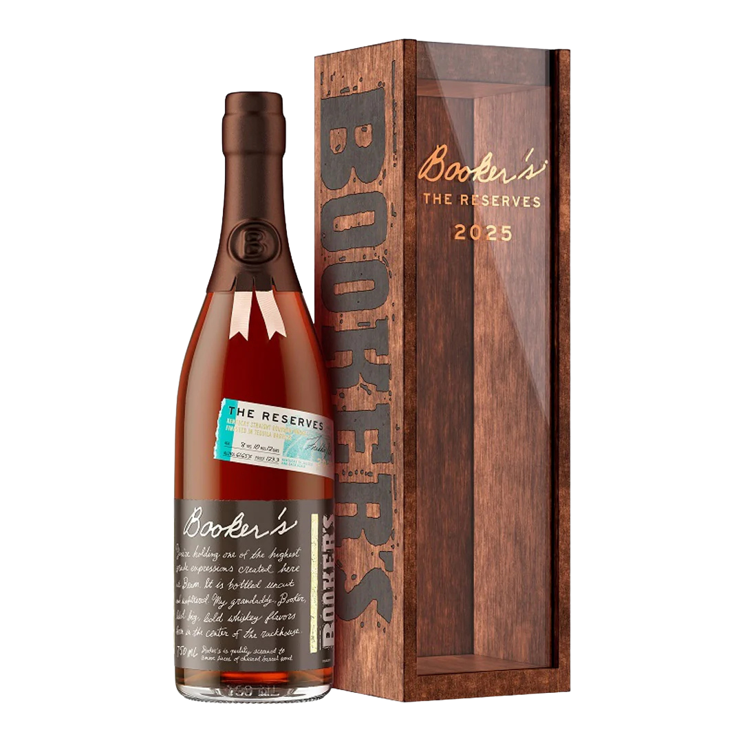 “Booker’s Bourbon The Reserves 2025 Batch – Limited edition small-batch unfiltered Kentucky bourbon bottle.”