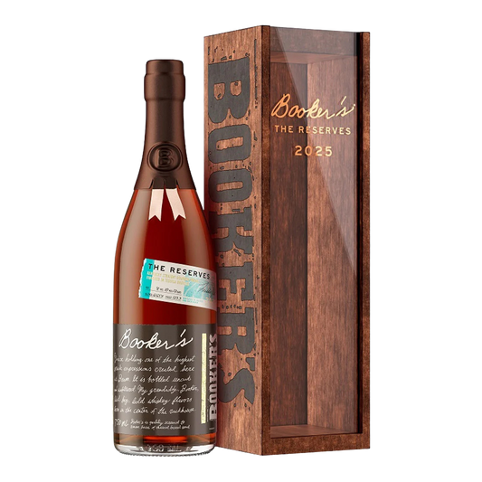 “Booker’s Bourbon The Reserves 2025 Batch – Limited edition small-batch unfiltered Kentucky bourbon bottle.”