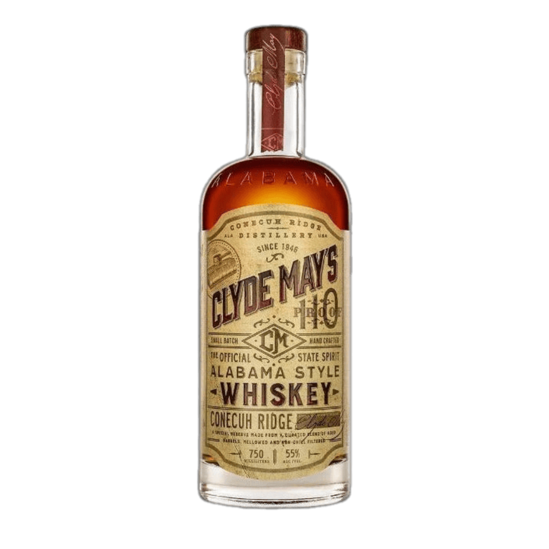 Clyde May's Special Reserve 750ML bourbon bottle with golden whiskey, premium label, and rich American whiskey style