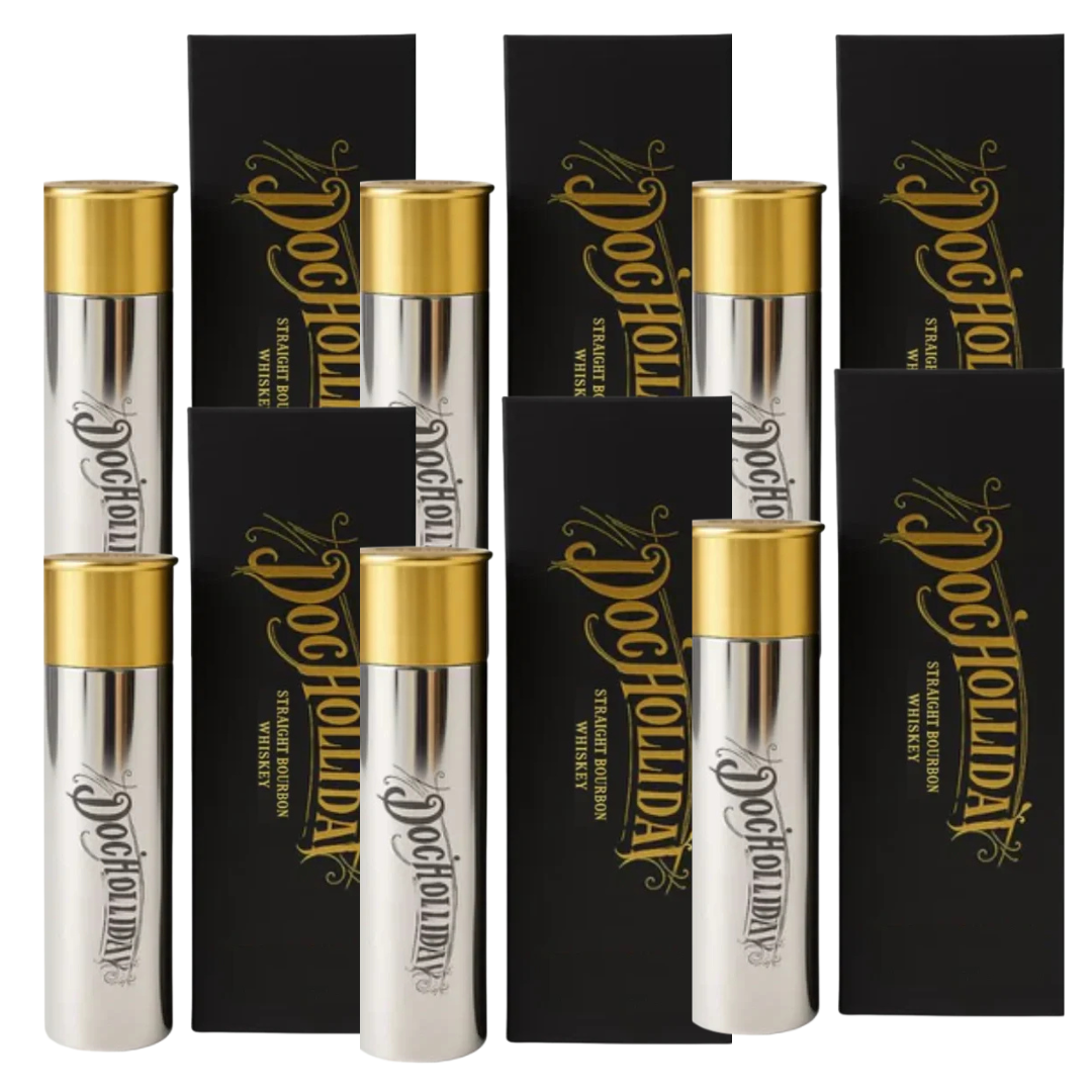 Doc Holliday 10 Year Bourbon Shotgun Shell Collector Edition bottle standing upright with detailed shotgun shell design