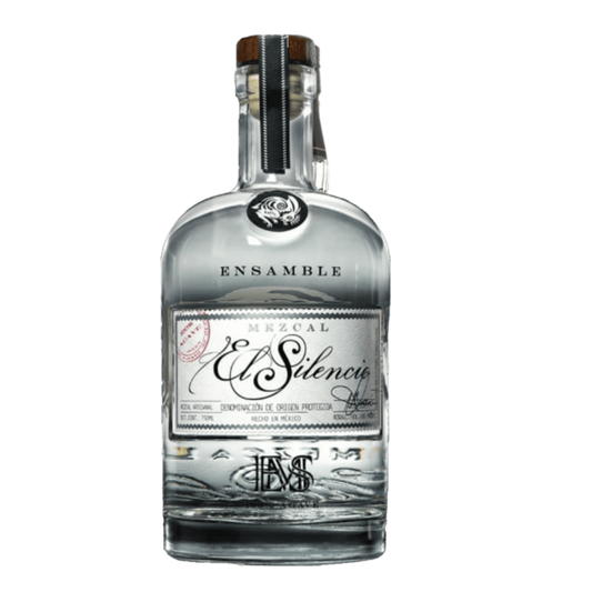 Bottle shot alt text: El Silencio Ensamble Mezcal Joven 750ML premium Oaxacan mezcal bottle
