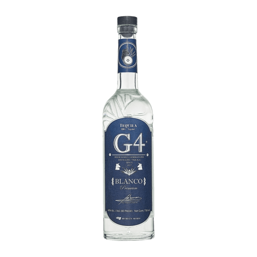 “G4 Blanco Tequila 750ML bottle – premium additive-free tequila made from 100% blue Weber agave”