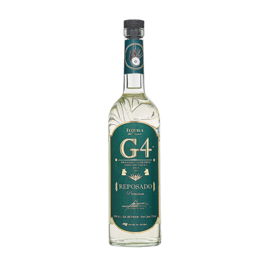 Bottle of G4 Reposado Tequila 750ML – premium golden tequila aged in oak barrels with elegant label and rich amber color.