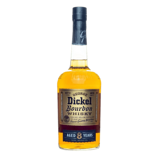 “Bottle of George Dickel 8 Year Bourbon 750ML – Tennessee small-batch bourbon whiskey with oak, vanilla, and caramel flavor notes.”