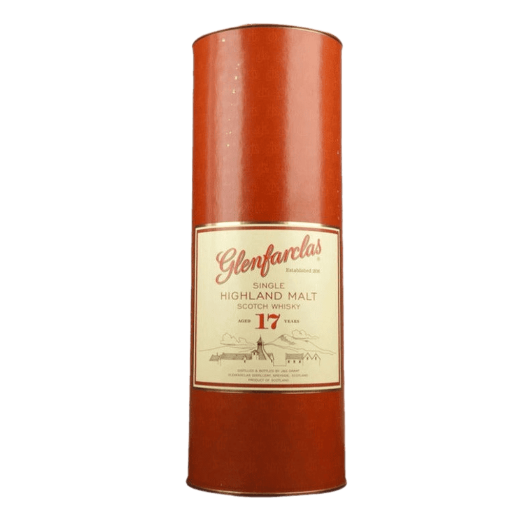 “Glenfarclas 17 Year 750ML single malt Scotch whisky bottle on a white background showcasing premium Speyside sherry-cask aged whisky.”