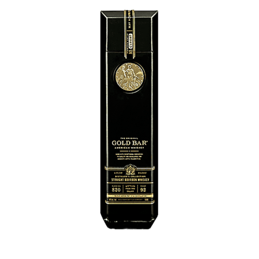 “Gold Bar Double Casked Bourbon Whiskey 750ML in gold-bar-shaped bottle with premium packaging.”