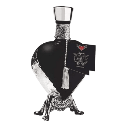 “Grand Love Black Heart Añejo Tequila 750ML black heart-shaped bottle premium aged tequila”