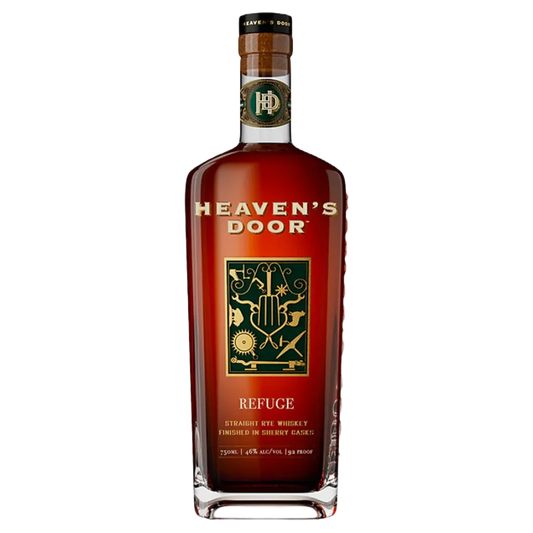 Heaven’s Door Refuge Straight Rye Whiskey 750ML bottle with premium French oak cigar barrel finish