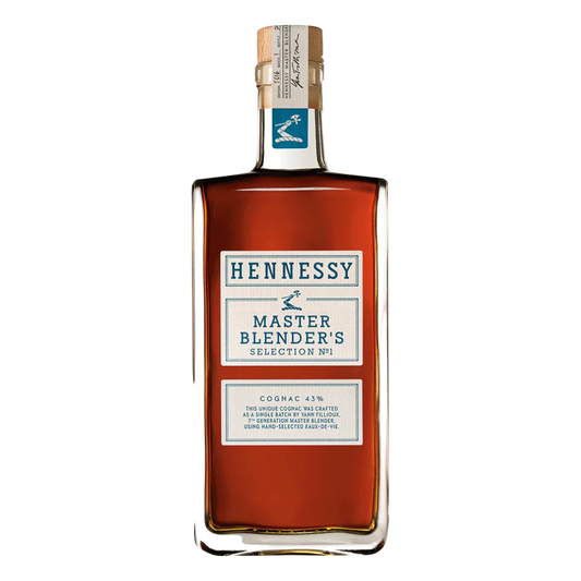 “Hennessy Master Blender's Selection No. 1 750ML – Limited Edition Small-Batch Cognac Bottle with Amber Color and Signature Label.”