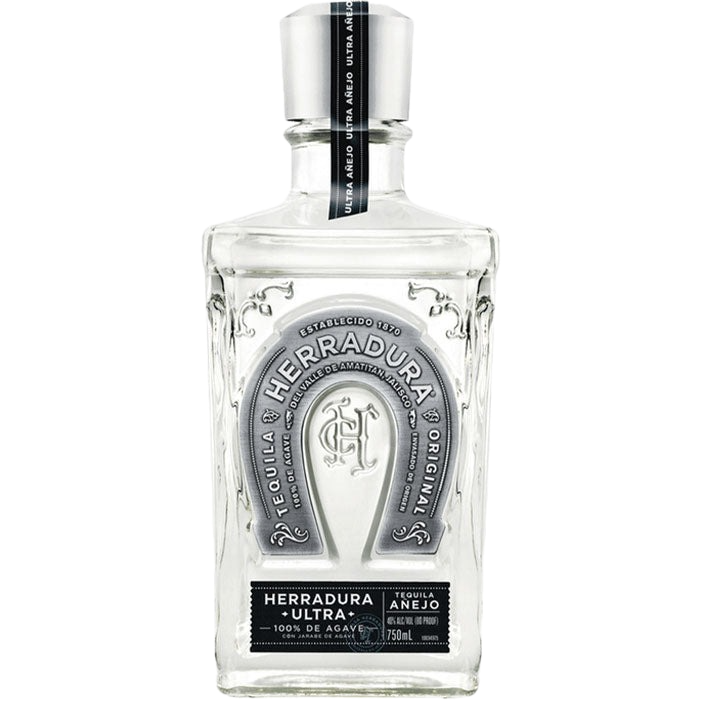 “Herradura Ultra Tequila 750ML clear bottle – premium añejo tequila with smooth vanilla and agave notes.”