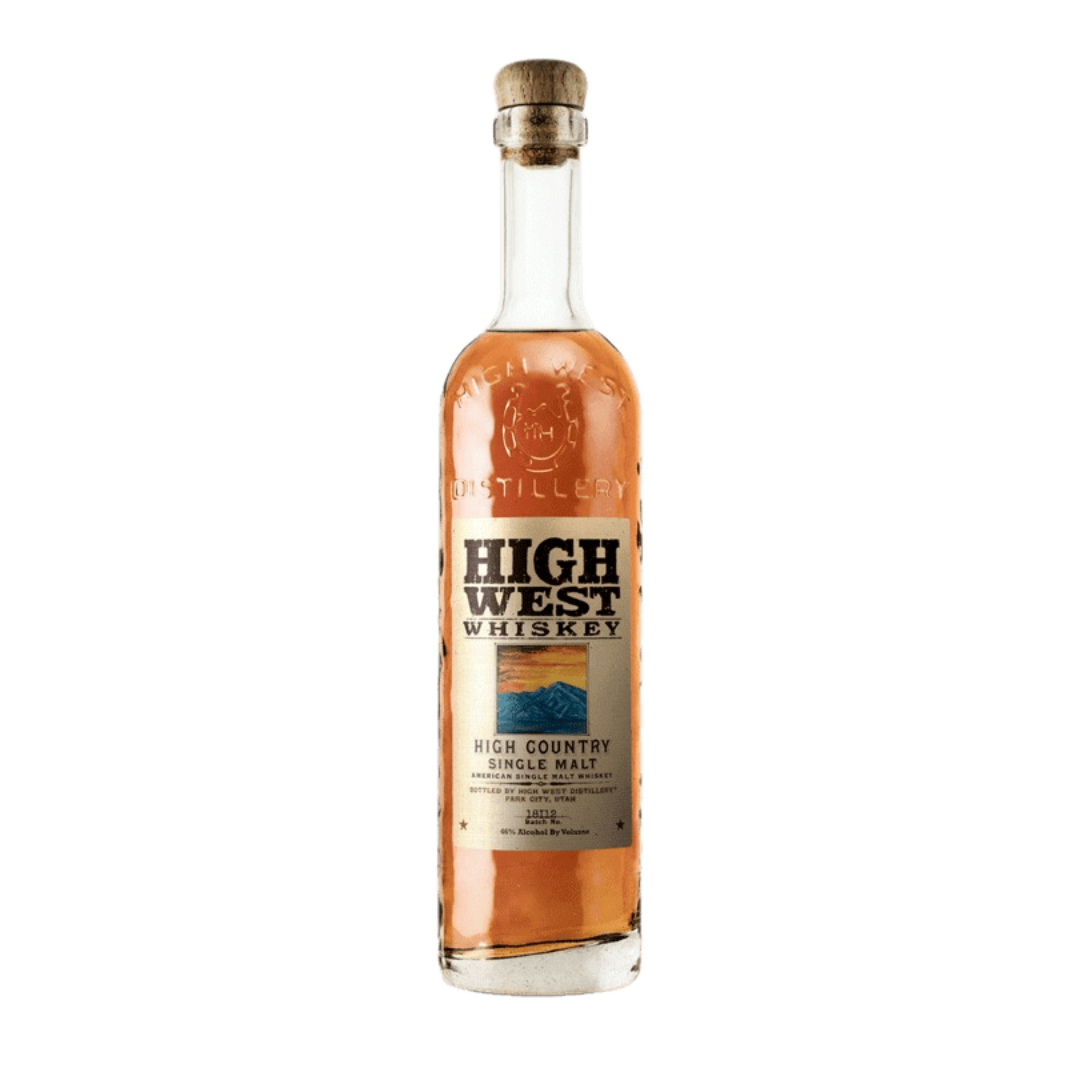 “High West High Country American Single Malt Whiskey 750ML bottle with premium mountain-inspired label.”