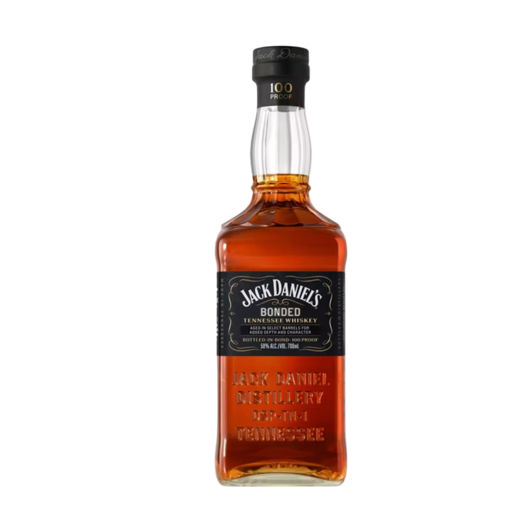 “Jack Daniel’s Bonded 100 Proof Tennessee Whiskey 750ML bottle with gold label and premium packaging”