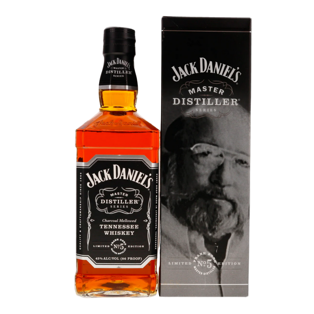 “Jack Daniel’s Master Distiller Series No. 5 750ML bottle honoring Frank Bobo, limited edition whiskey.”