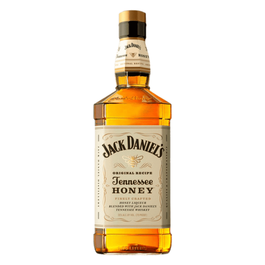 “Jack Daniel’s Tennessee Honey 1.75L bottle featuring golden honey liqueur blended with Tennessee Whiskey”