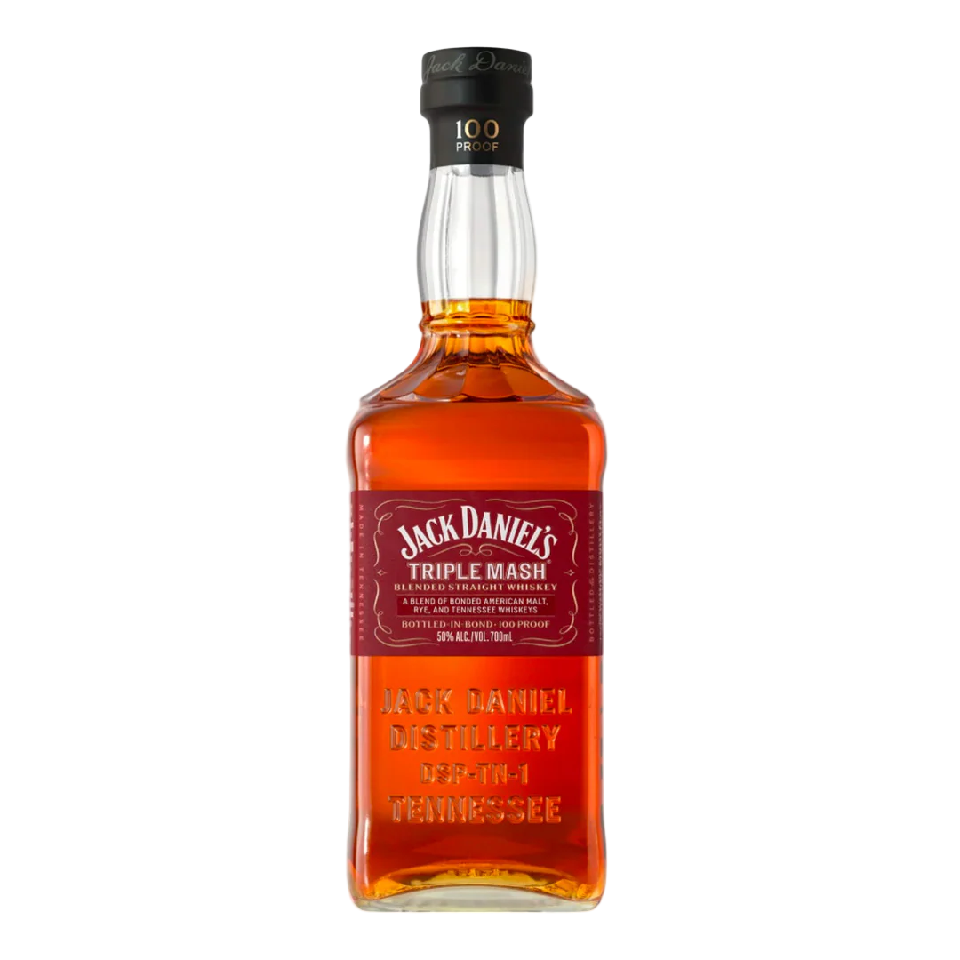 “Jack Daniel’s Triple Mash Bottled-In-Bond Blended Straight Whiskey 700ML bottle with premium label and gold accents.”