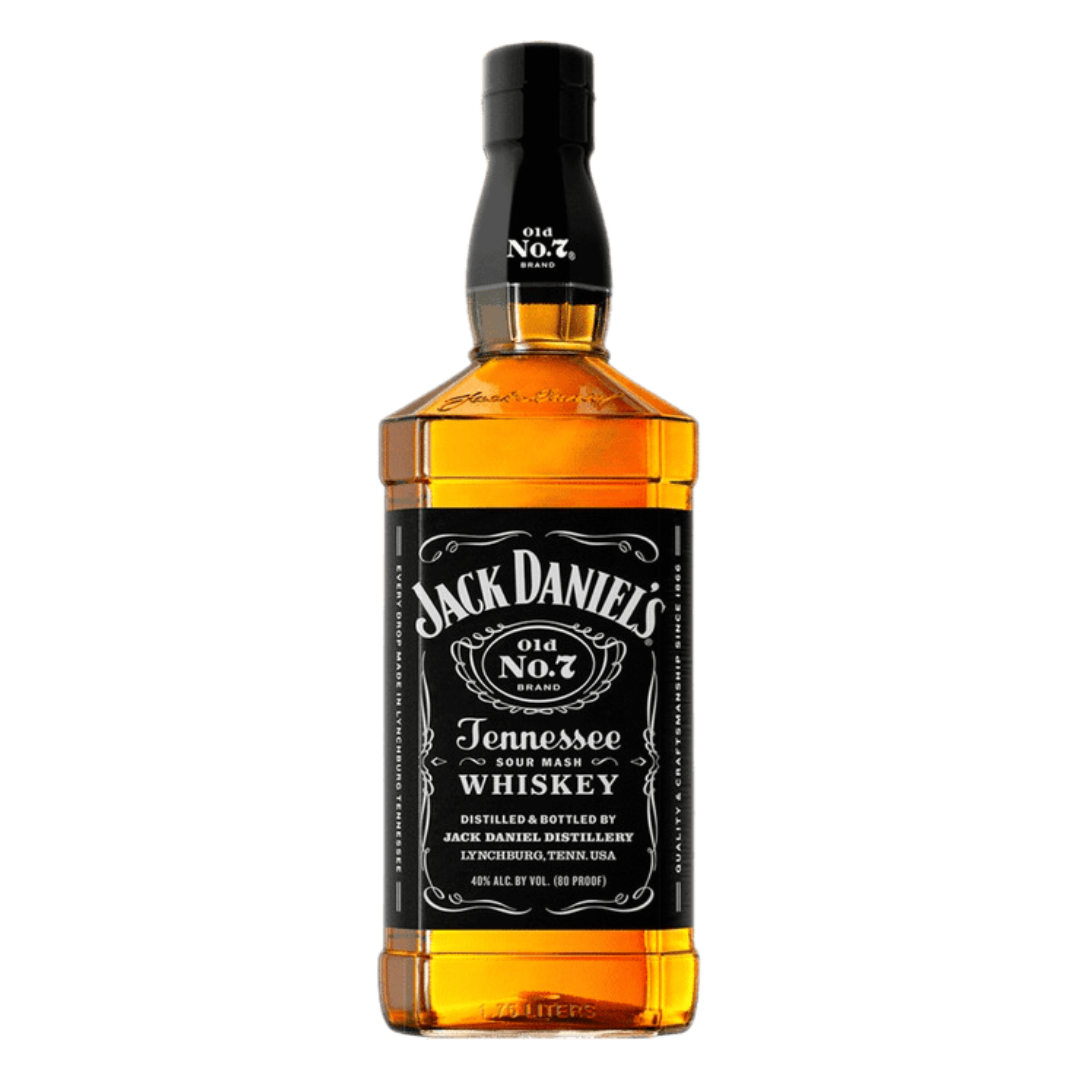 "Jack Daniel’s Old No. 7 Tennessee Whiskey 1.75L bottle on white background"