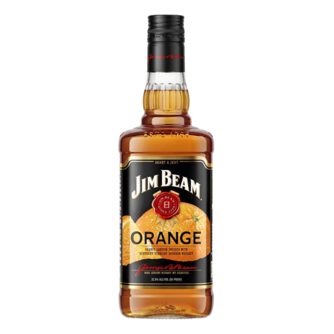 “Jim Beam Orange Liqueur with Kentucky Straight Bourbon Whiskey 750ML bottle with orange flavor label.”