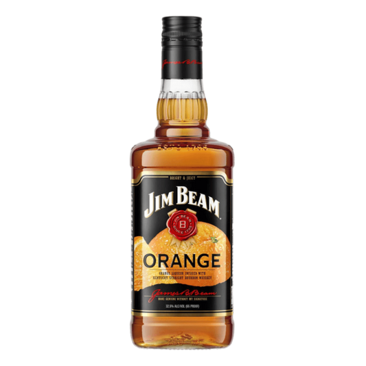 “Jim Beam Orange Liqueur with Kentucky Straight Bourbon Whiskey 750ML bottle with orange flavor label.”