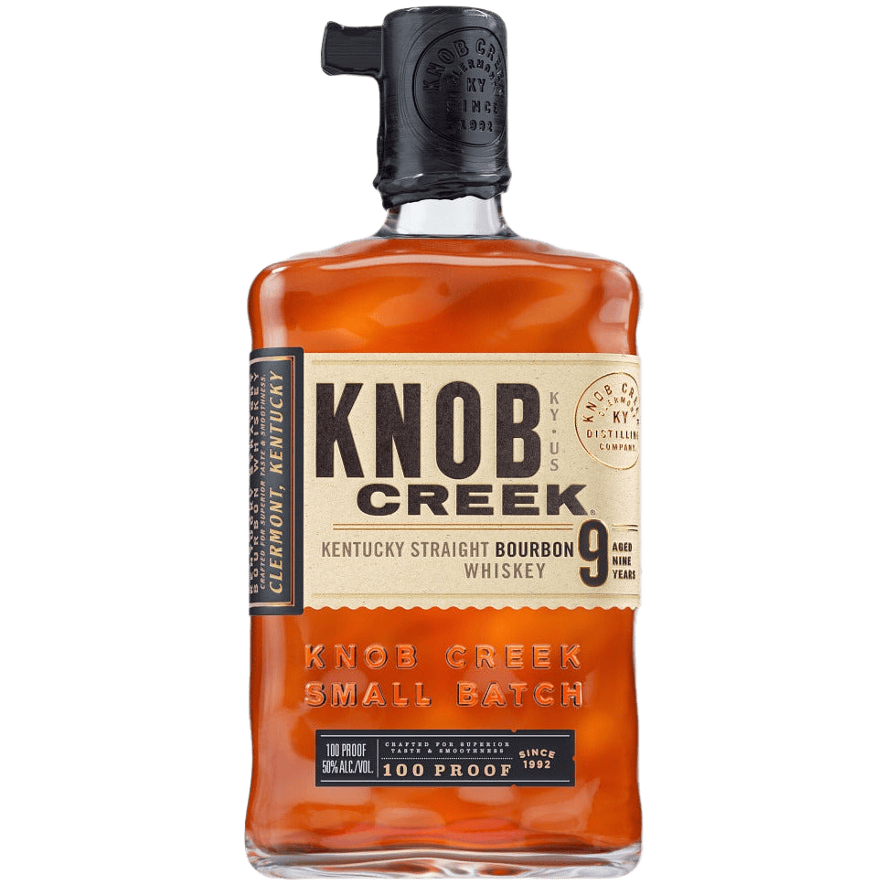 “Knob Creek 100 Proof Kentucky Straight Bourbon Whiskey 750ml bottle with amber bourbon and signature label.”