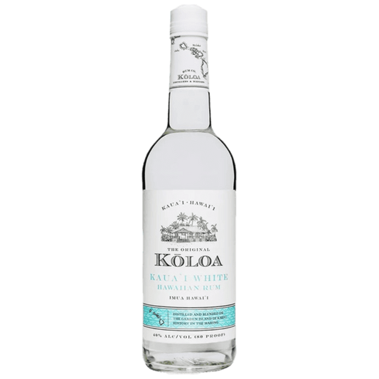 “Koloa Kaua'i White Rum 750ML bottle – premium Hawaiian white rum distilled on Kaua‘i”