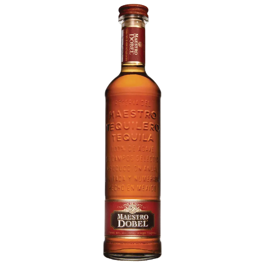 "Maestro Dobel Añejo Tequila 750ML bottle with amber tequila and premium oak-aged design"