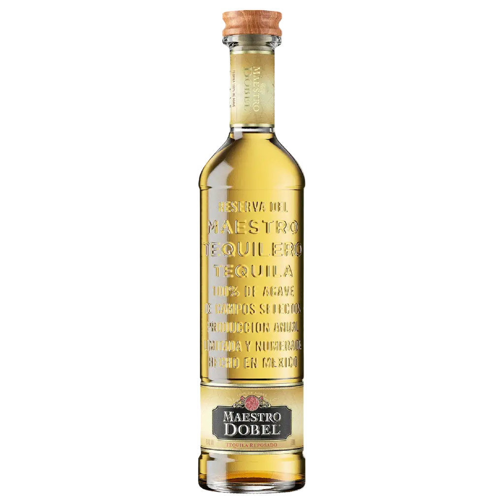 “Maestro Dobel Blanco Tequila 750ML bottle with clear premium tequila and black label”