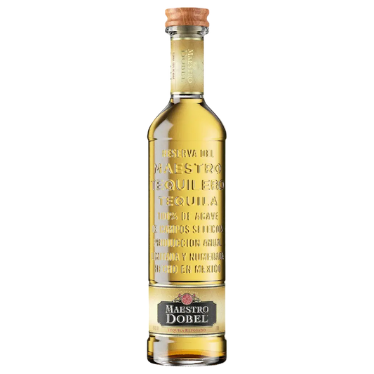 “Maestro Dobel Blanco Tequila 750ML bottle with clear premium tequila and black label”