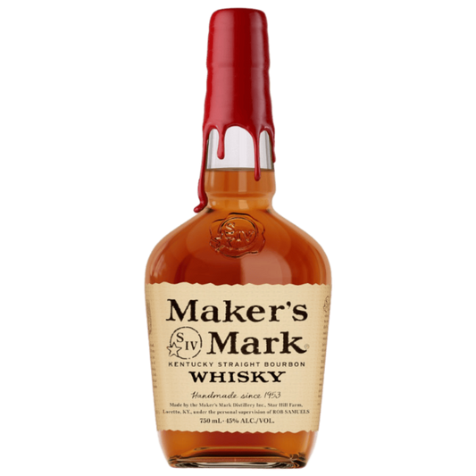 “Maker’s Mark Kentucky Straight Bourbon Whisky 750ML bottle with red wax seal and premium label”
