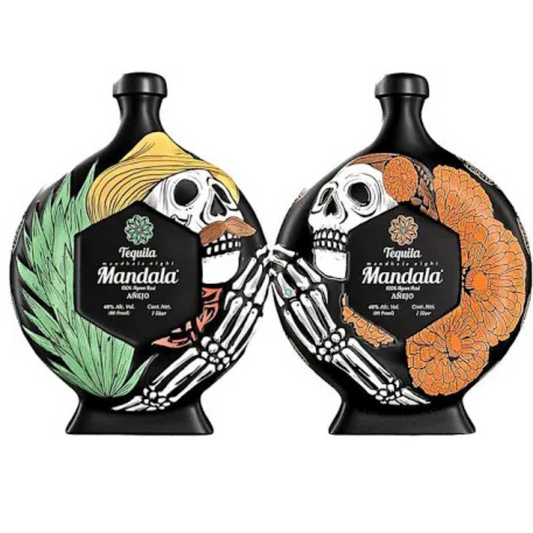 Mandala Añejo Tequila Día De Muertos 2025 collector’s set with decorated bottle and premium gift packaging